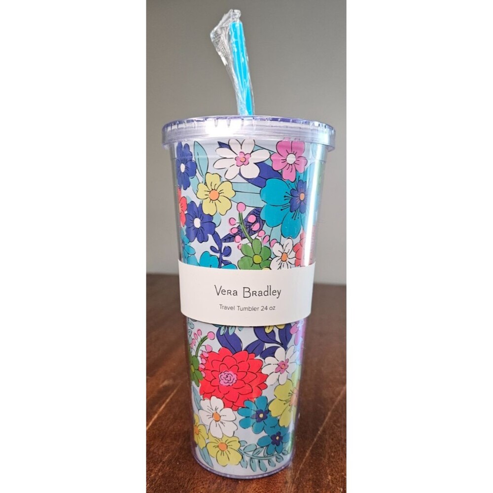 Vera Bradley 24 oz Double Walled Tumbler Vineyard Floral Pattern New